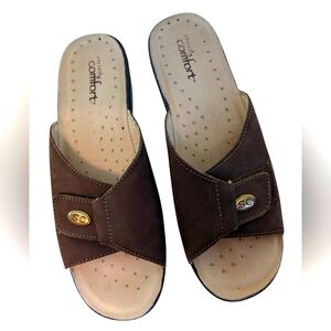 SC Collection Brown Slide Sandals for Women - Comfort Footbed